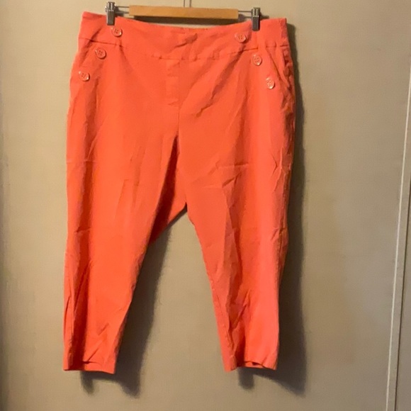 Coral Button-Accent Pants - Picture 1 of 8